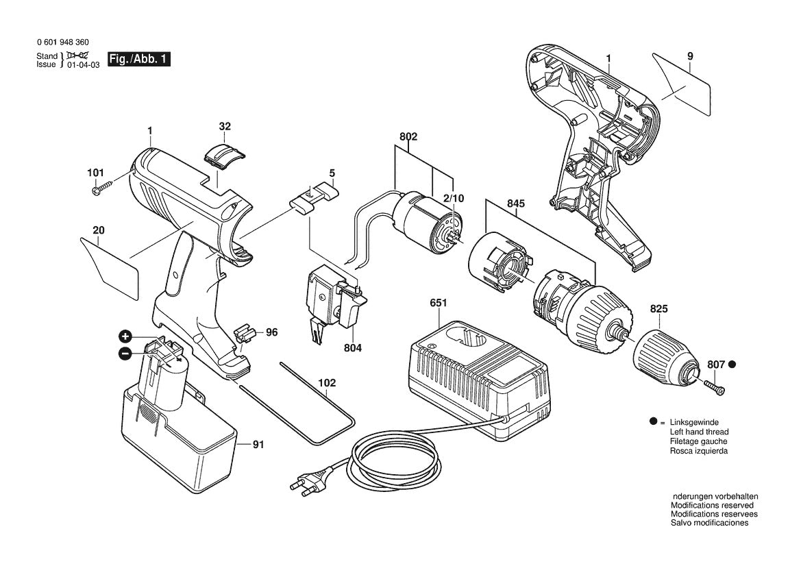 3850 (0601948360) Bosch 18V Drill Bosch Cordless Drill Parts Diagram