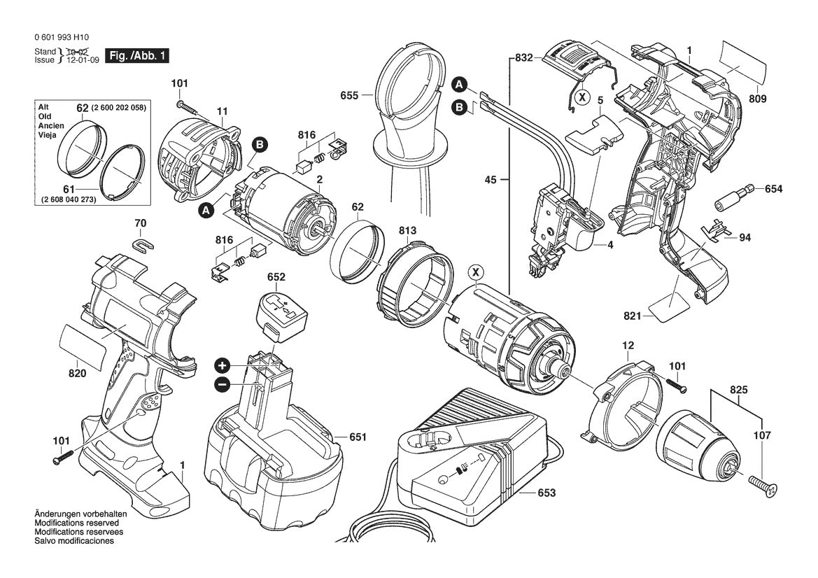 15614 (0601994H10) Bosch 14.4V Brute Tough 1 Bosch Hammer Drill Parts Diagram