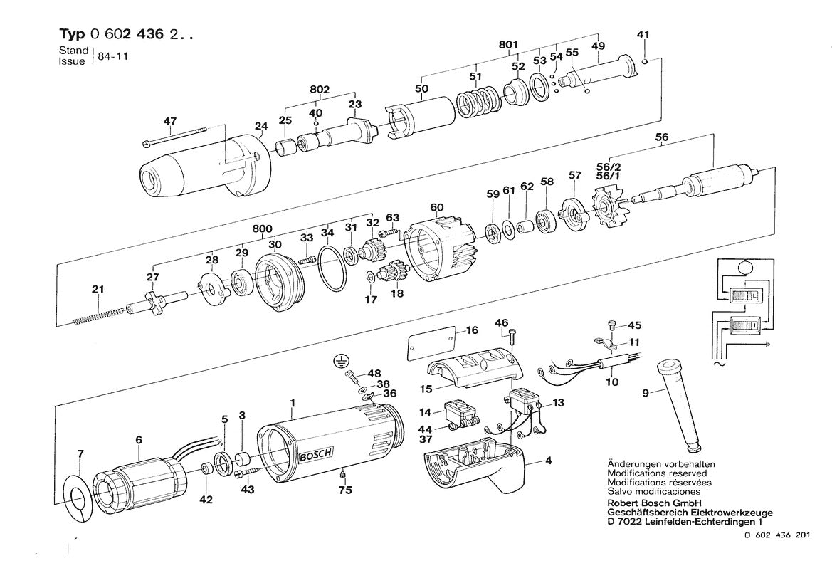 0602436221 Bosch Hf-Impact Wrench Bosch Impact Wrench Parts Diagram