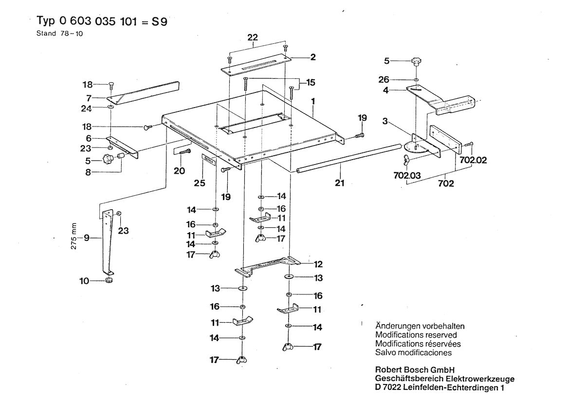 603035101 Bosch Table Saw Parts Diagram