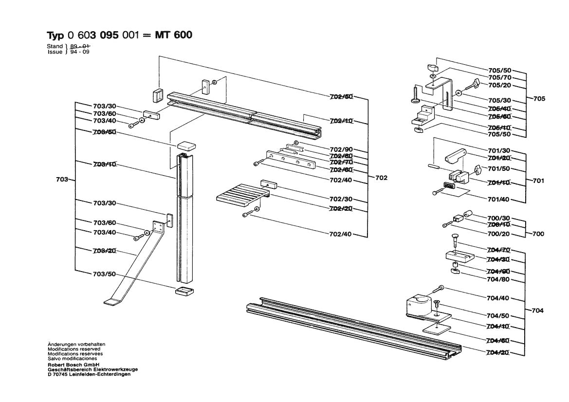 603095001 Bosch Table Saw Parts Diagram