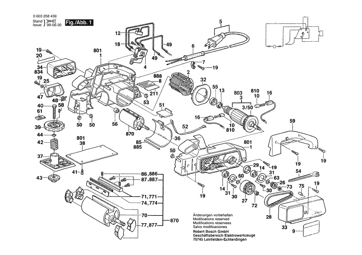 603258439 Bosch Planer Parts Diagram