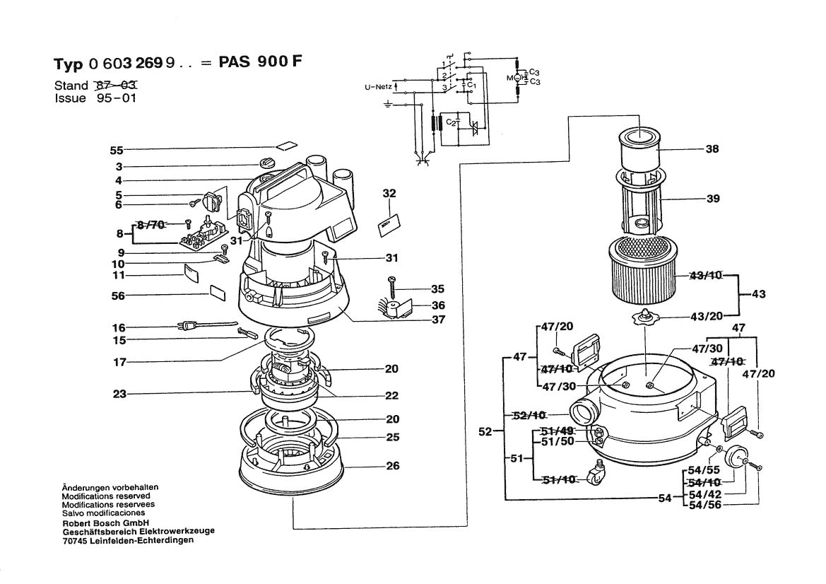 PAS900F (603269934) Bosch Vacuum Blower Parts