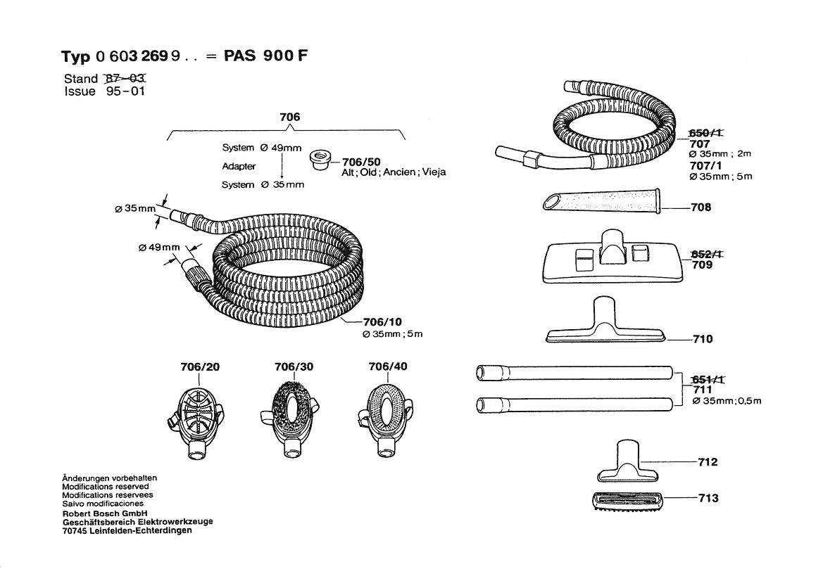 PAS900F (603269934) Bosch Vacuum Blower Parts