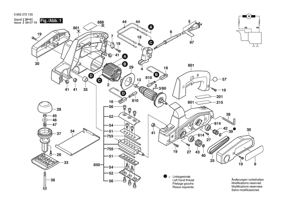 603272135 Bosch Planer Parts Diagram