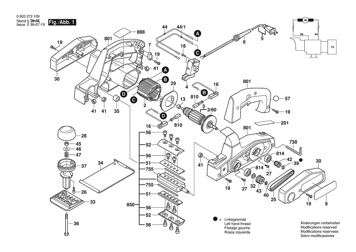 603272139 Bosch Planer Parts Diagram