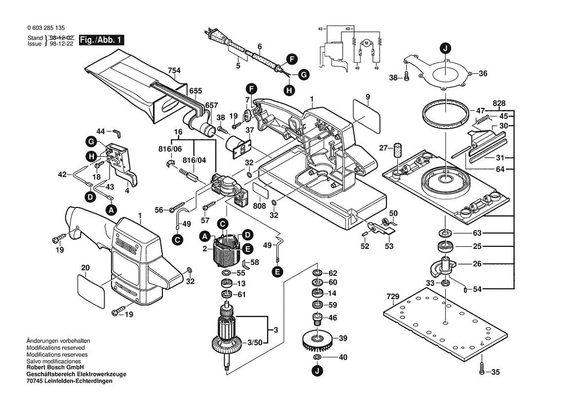 603285135 Bosch Sander Parts Diagram