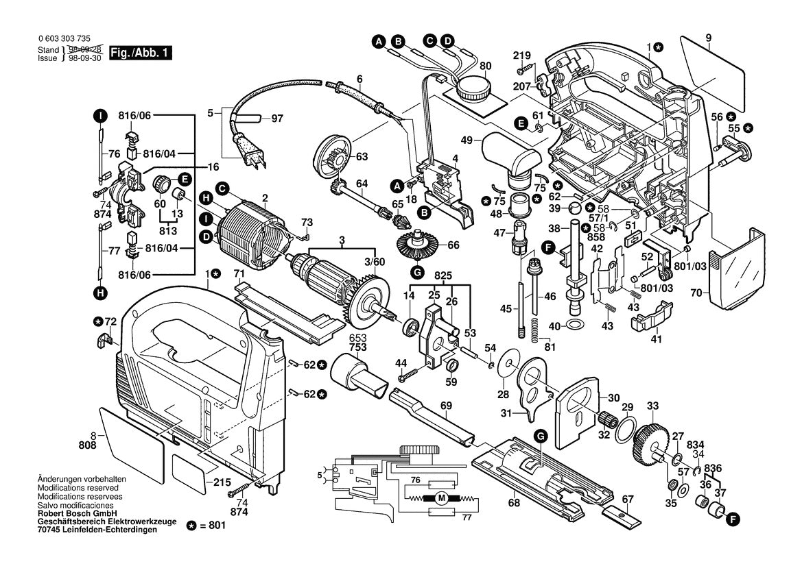 603303735 Bosch Jig Saw Parts Diagram