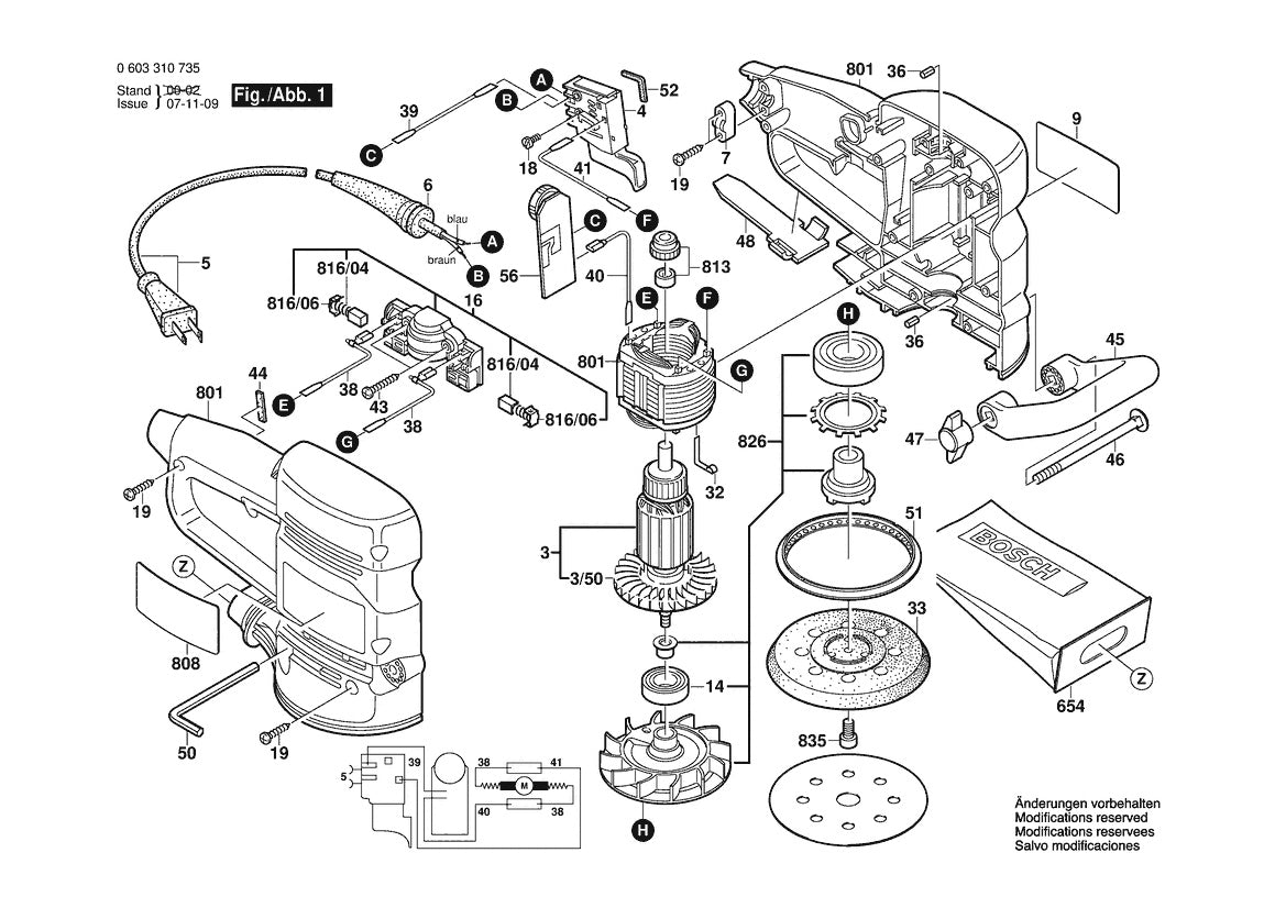 603310735 Bosch Sander Parts Diagram