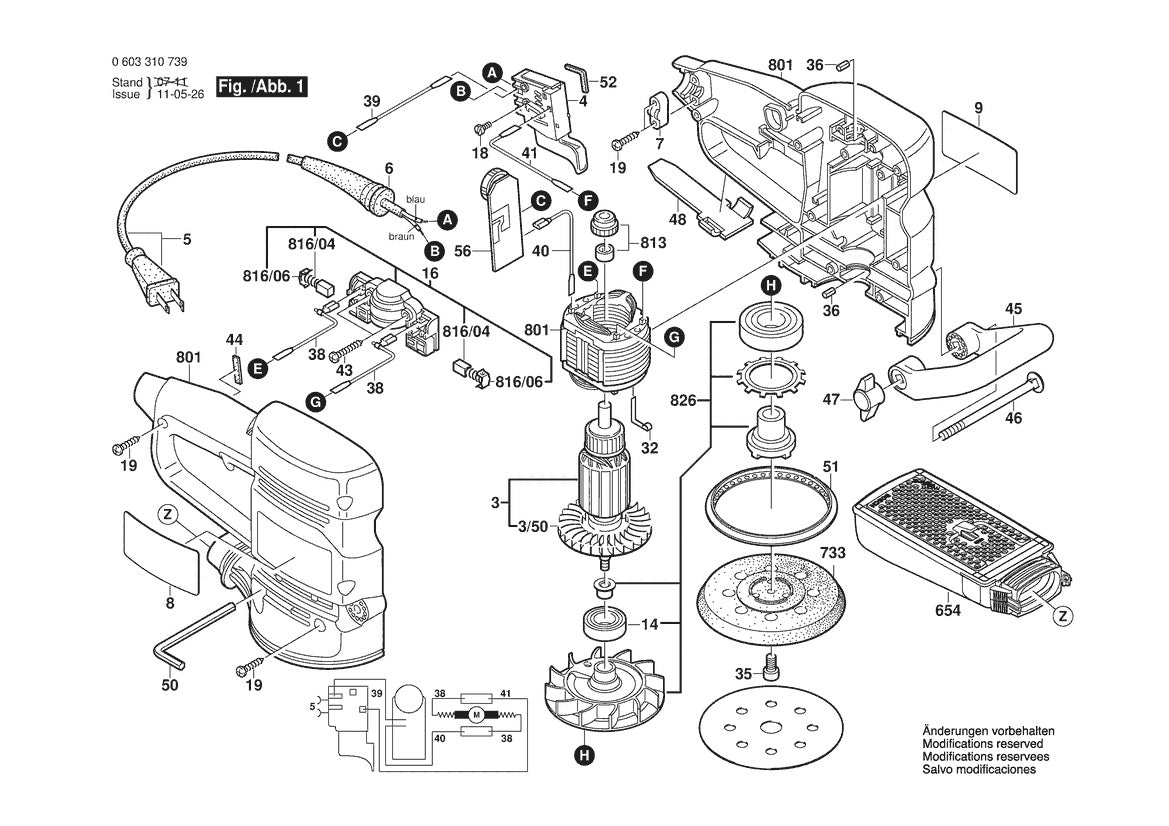603310739 Bosch Sander Parts Diagram