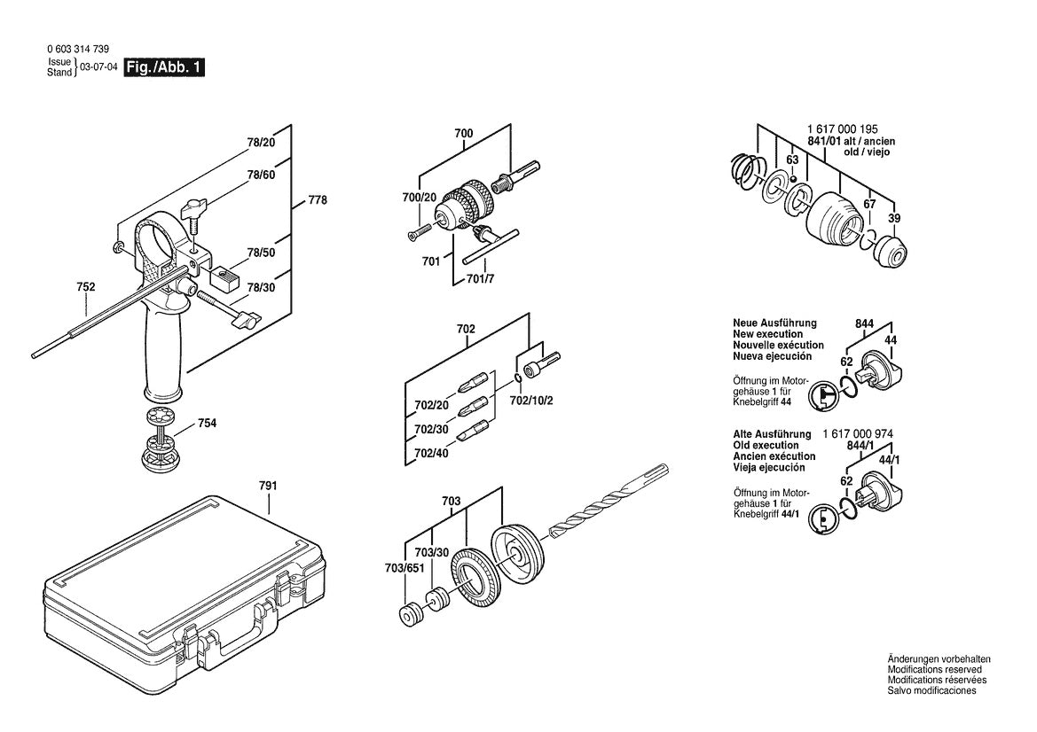 603314739 Bosch Hammer Drill Parts Diagram