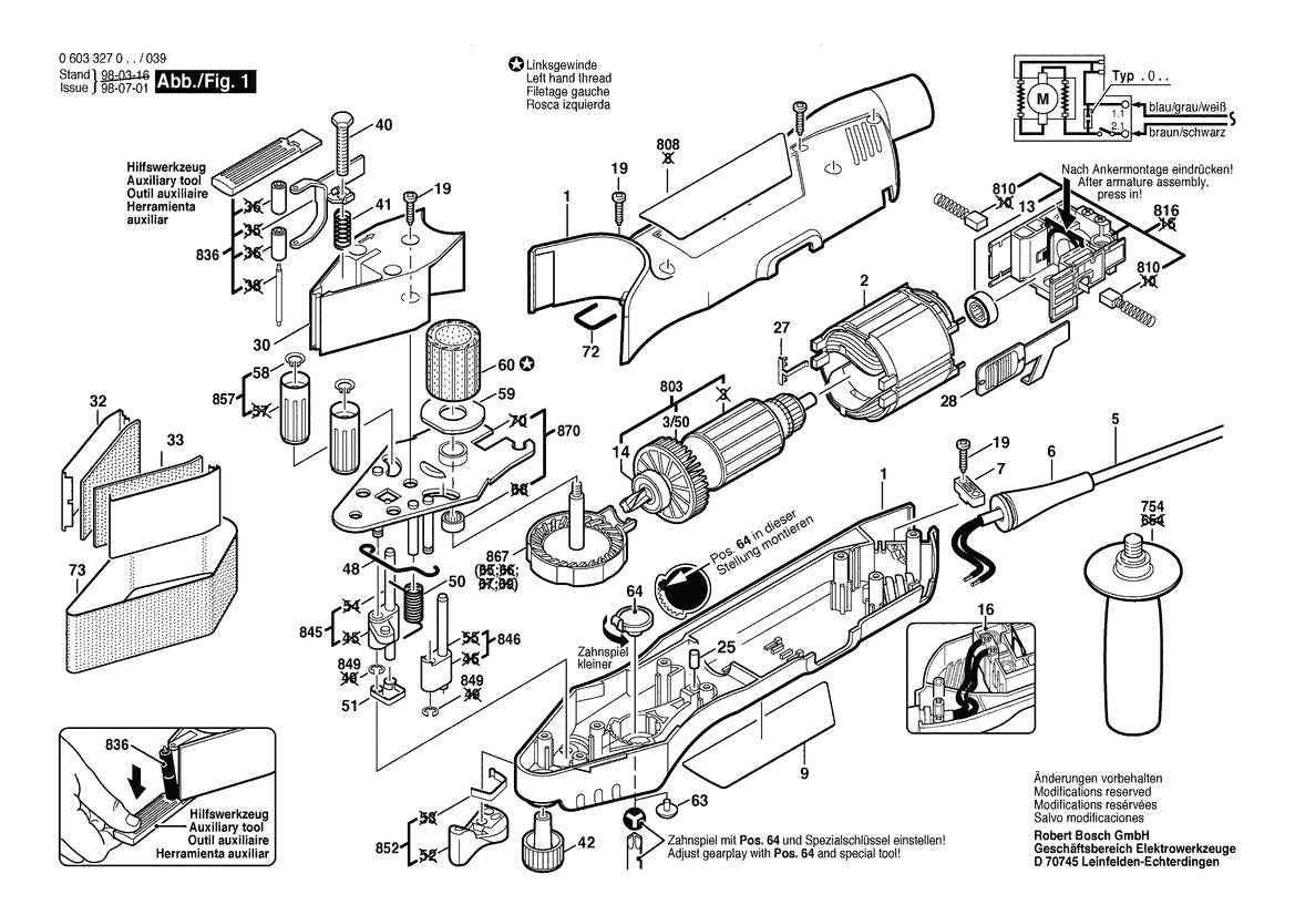 603327039 Bosch Sander Parts Diagram
