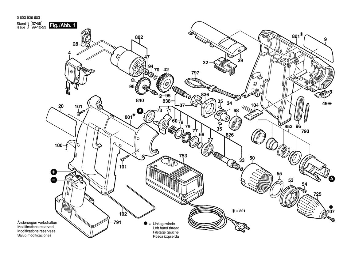 603926634 Bosch Cordless Drill Parts Diagram