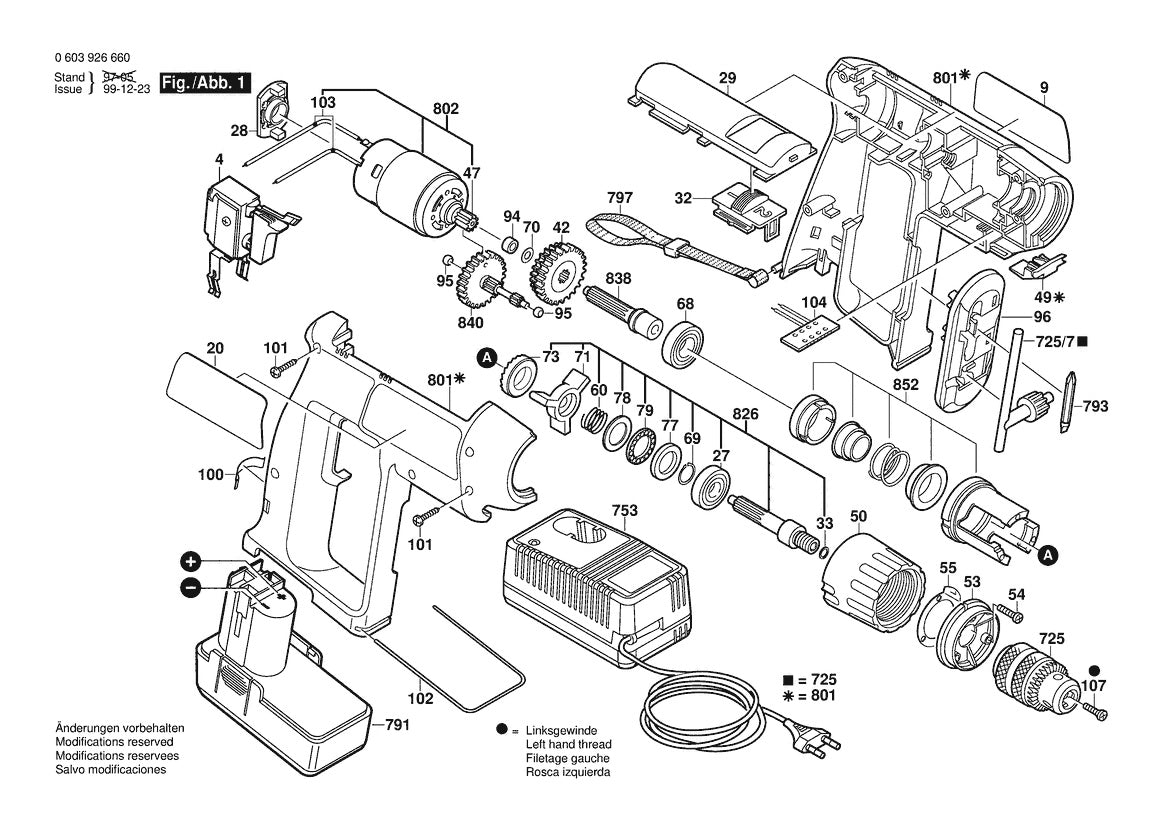 603926661 Bosch Cordless Drill Parts Diagram