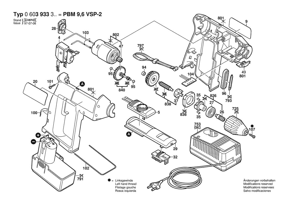 603933334 Bosch Cordless Drill Parts Diagram