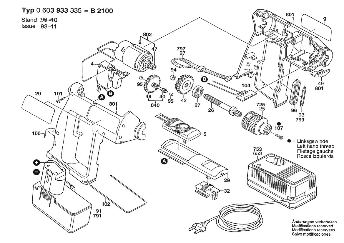 603933335 Bosch Cordless Drill Parts Diagram