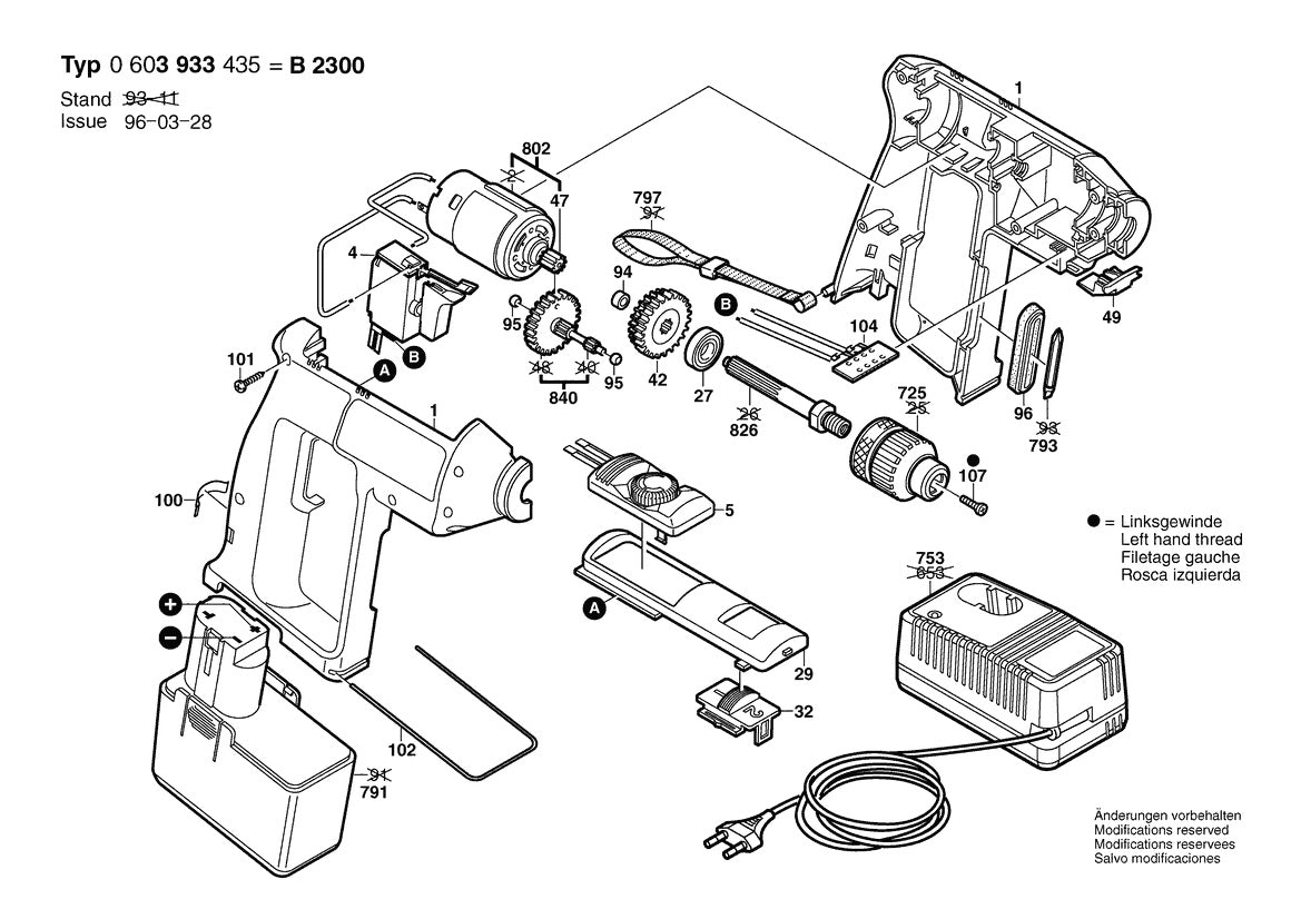 603933435 Bosch Cordless Drill Parts Diagram