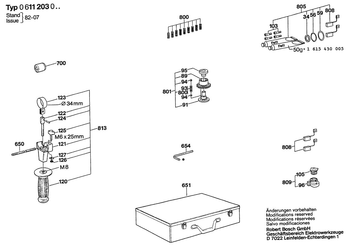 11203 (0611203034) Bosch 1-1 Bosch Rotary Hammer Parts Diagram