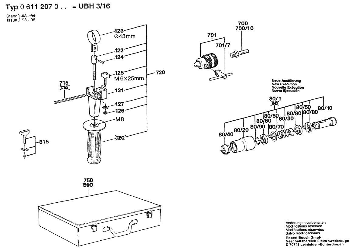 UBH3 Bosch Rotary Hammer Parts Diagram