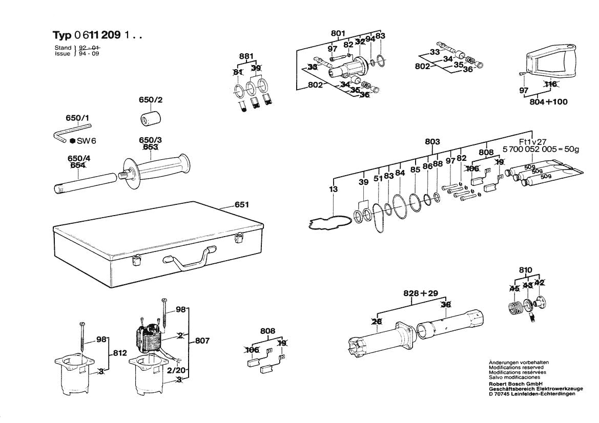 611209134 Bosch Rotary Hammer Parts Diagram
