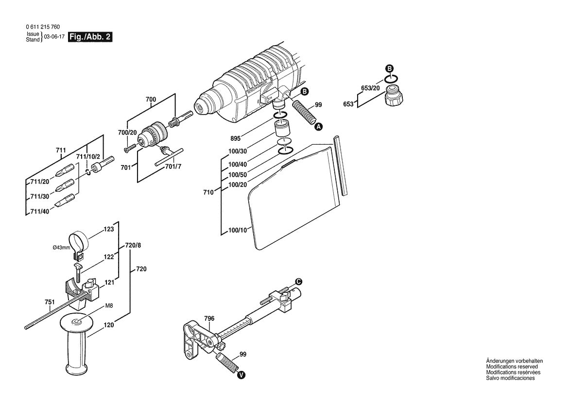 11215DVSR (0611215760) Bosch 3 Bosch Rotary Hammer Parts Diagram
