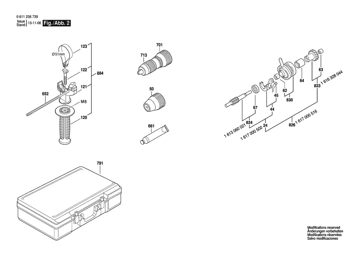 611236739 Bosch Rotary Hammer Parts Diagram