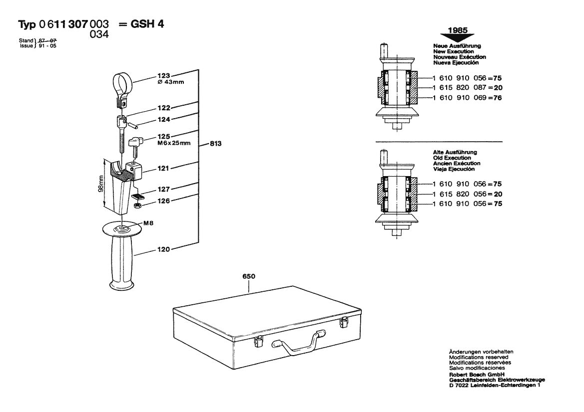 611307034 Bosch Demolition Hammer Parts Diagram