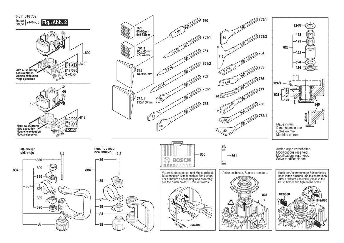 611316739 Bosch Demolition Hammer Parts Diagram
