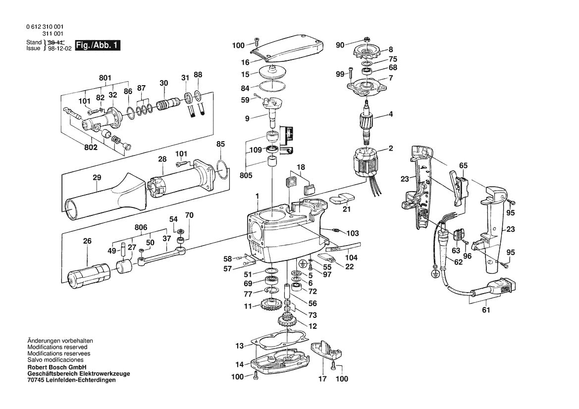 0612310021 Bosch Demolition Hammer Bosch Demolition Hammer Parts Diagram