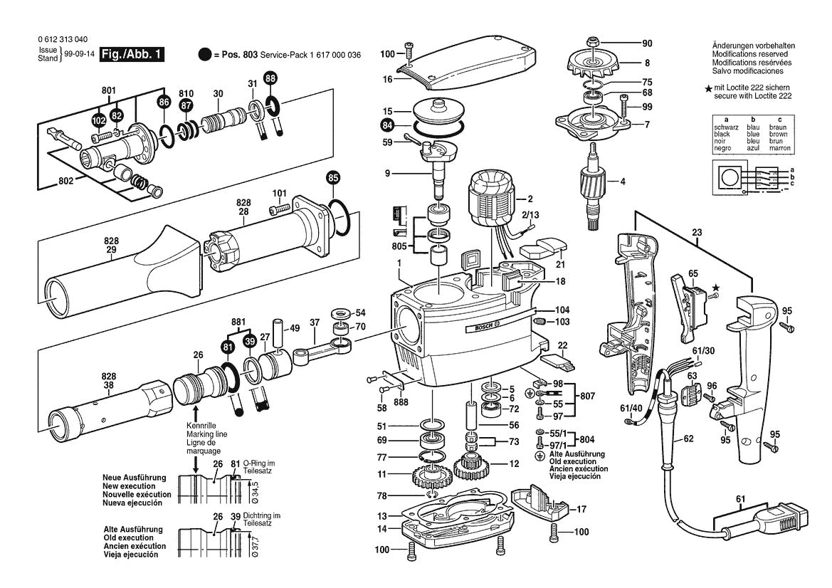 0612313040 Bosch Hf-Demolition Hammer Bosch Demolition Hammer Parts Diagram