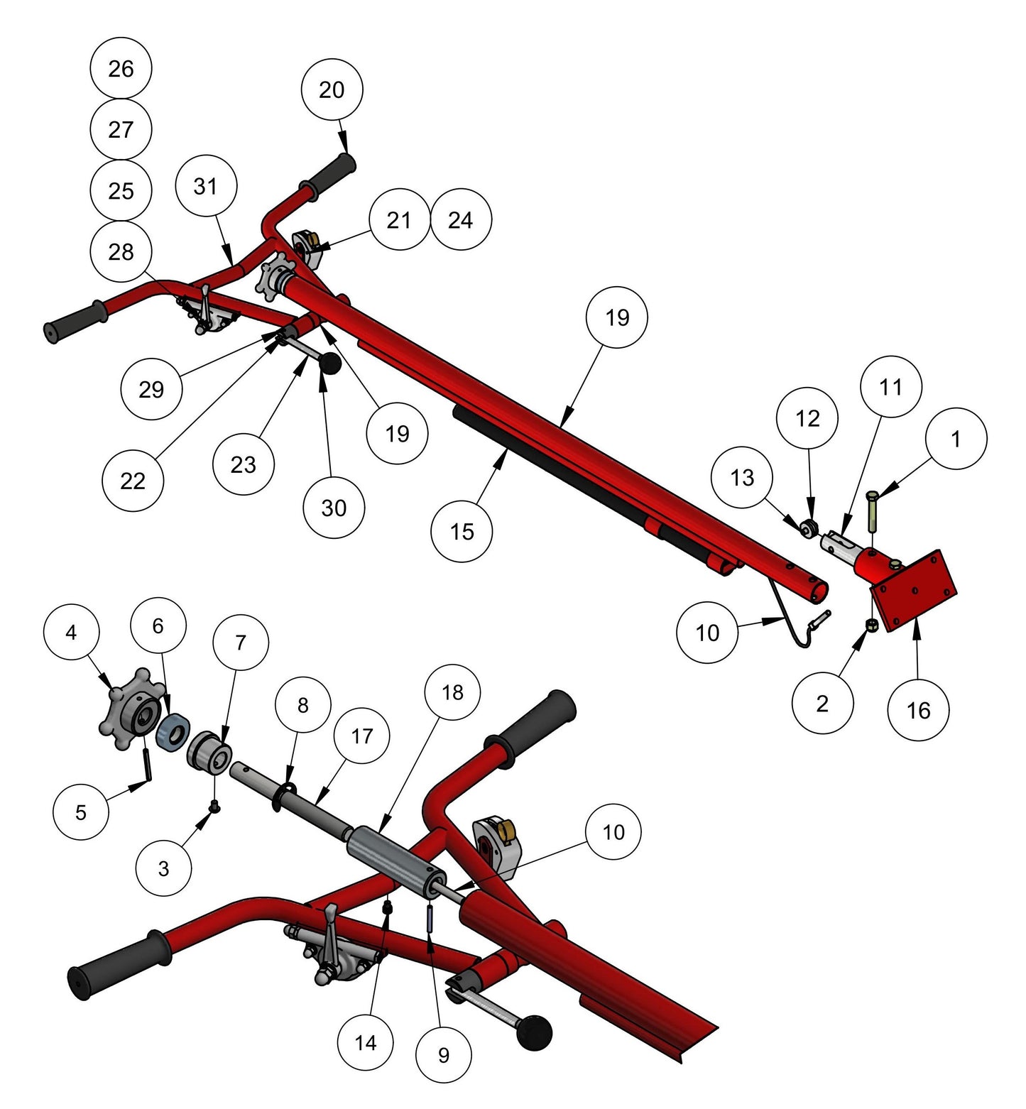 PRO430E/PRO436/PRO436E/PRO436TC/PRO446/PRO446TC Handle, Fine Pitch Assembly Parts