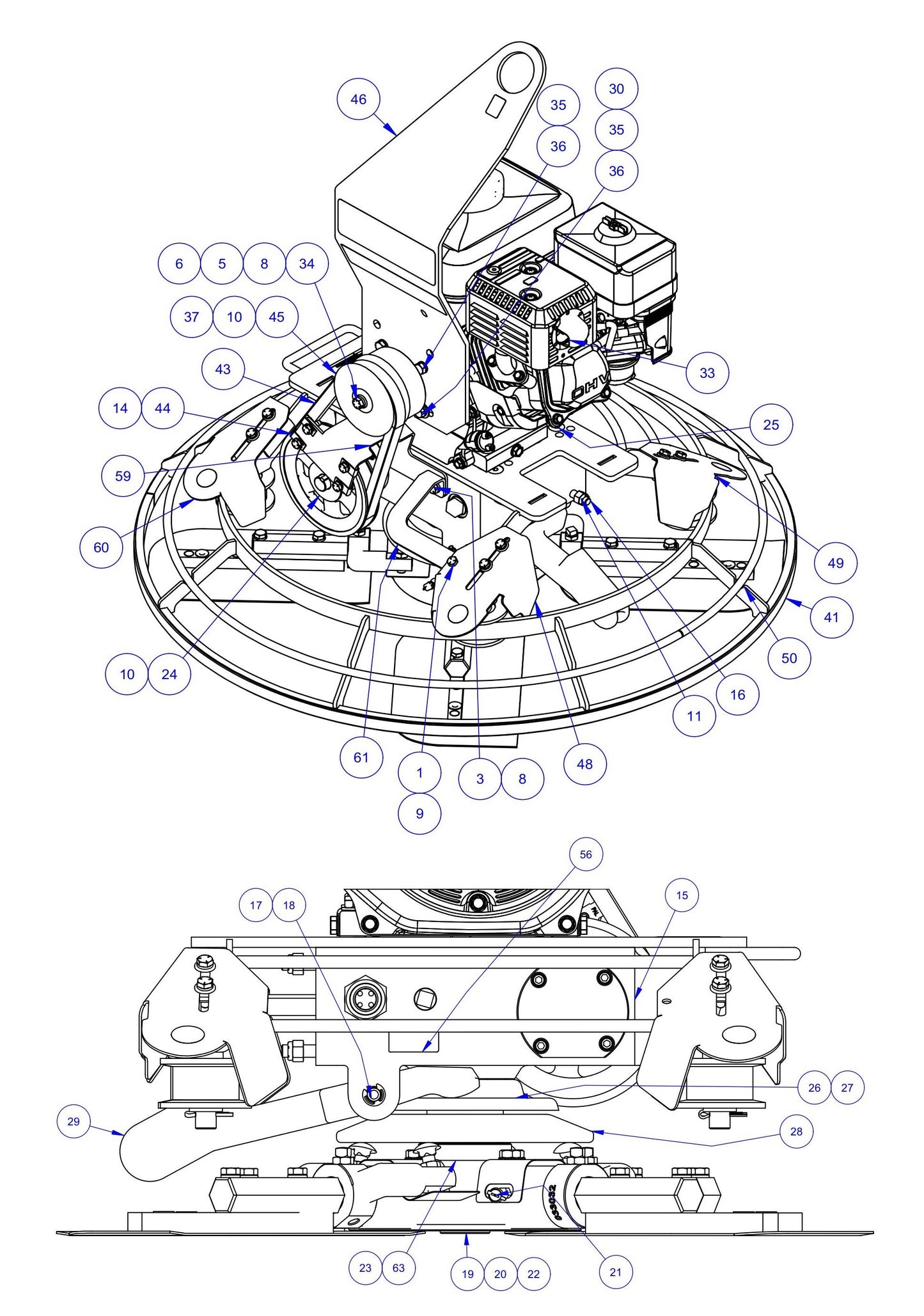 PRO430E / PRO436 / PRO436E / PRO436TC / PRO446 / PRO446TC Power Unit, 430 Edging Assembly-2 Parts