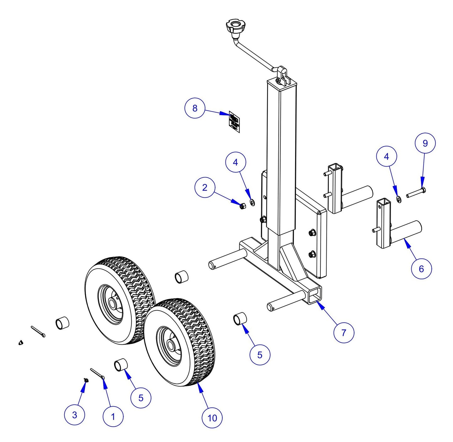 HP205 Front Dolly Jack Assembly Parts