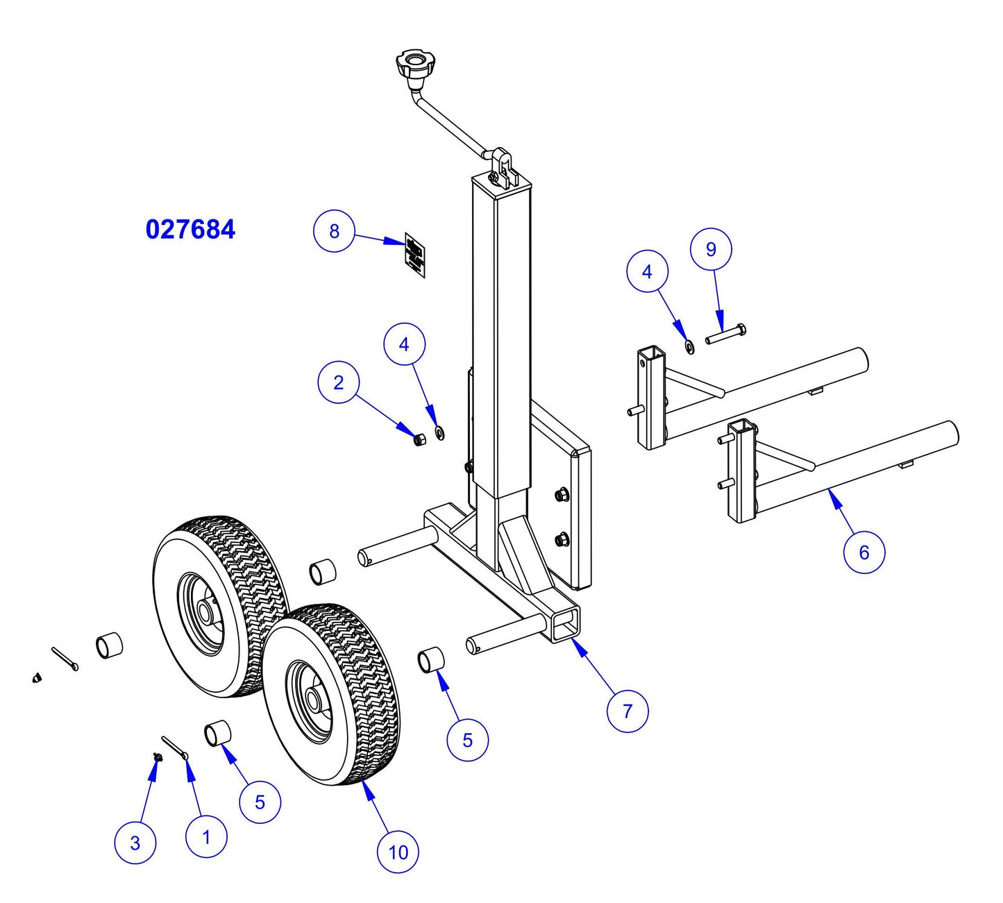 HP205 Rear Dolly Jack Assembly Parts