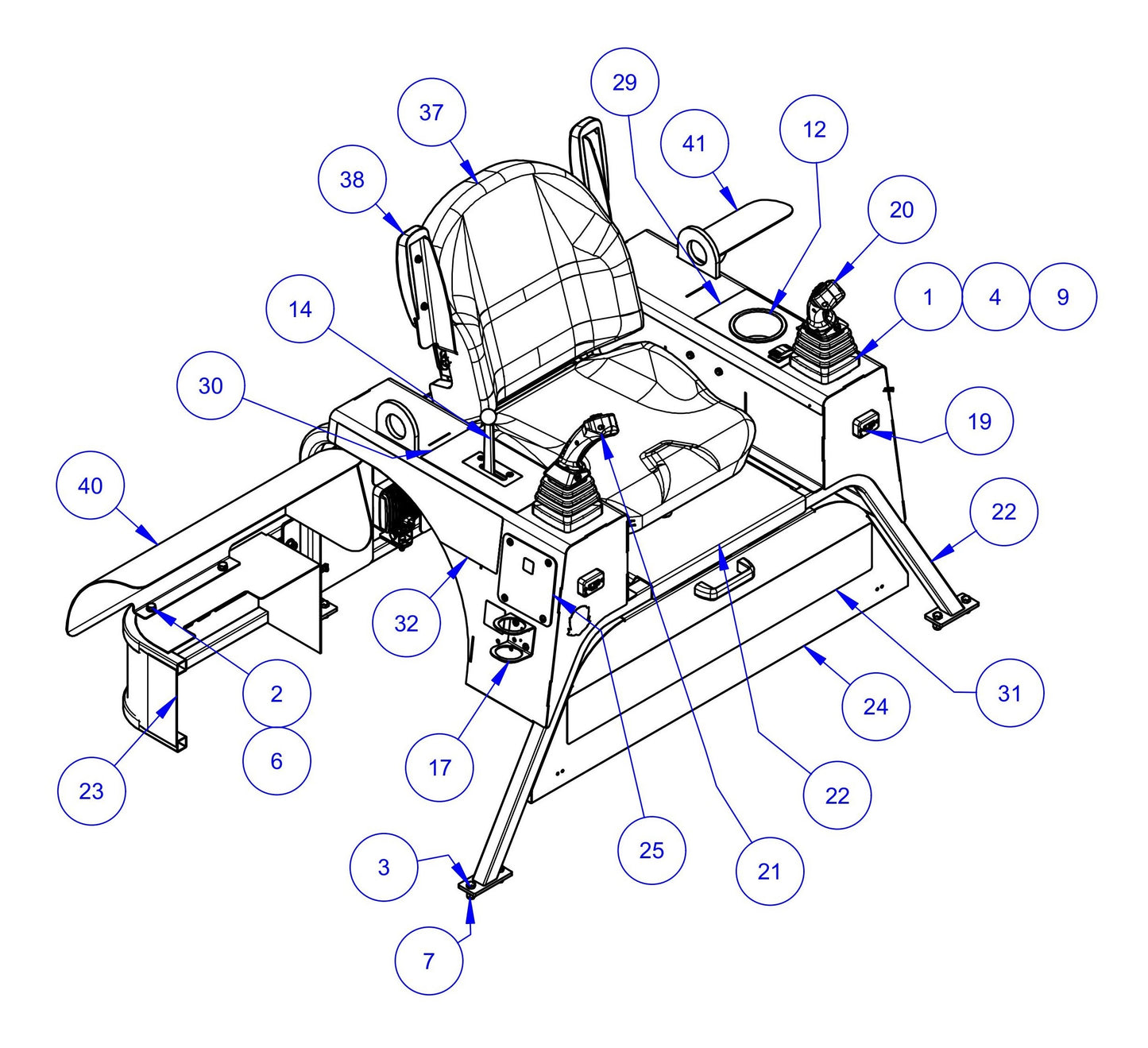 HP205 Seat Frame Assembly-1 Parts