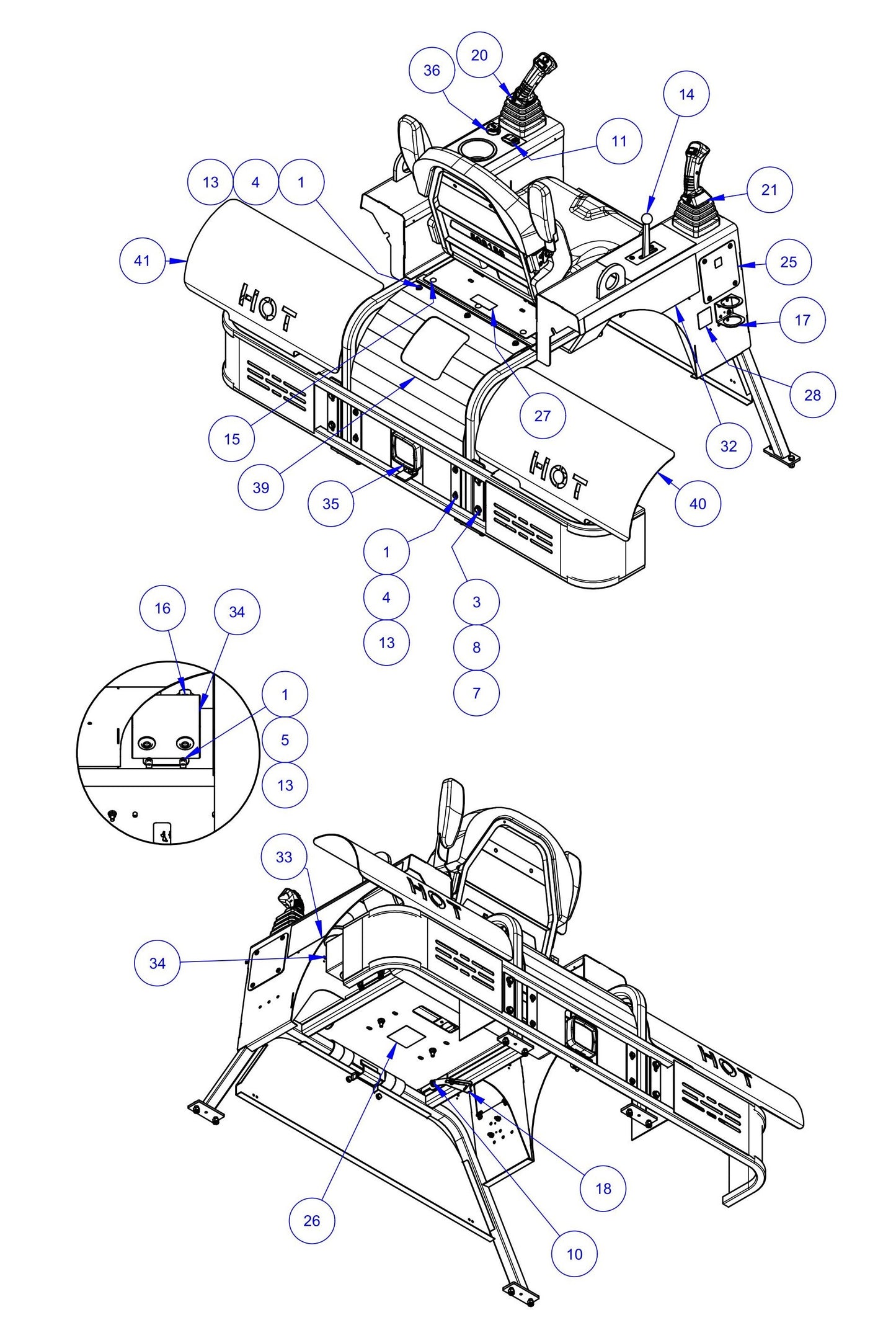 HP205 Seat Frame Assembly-2 Parts