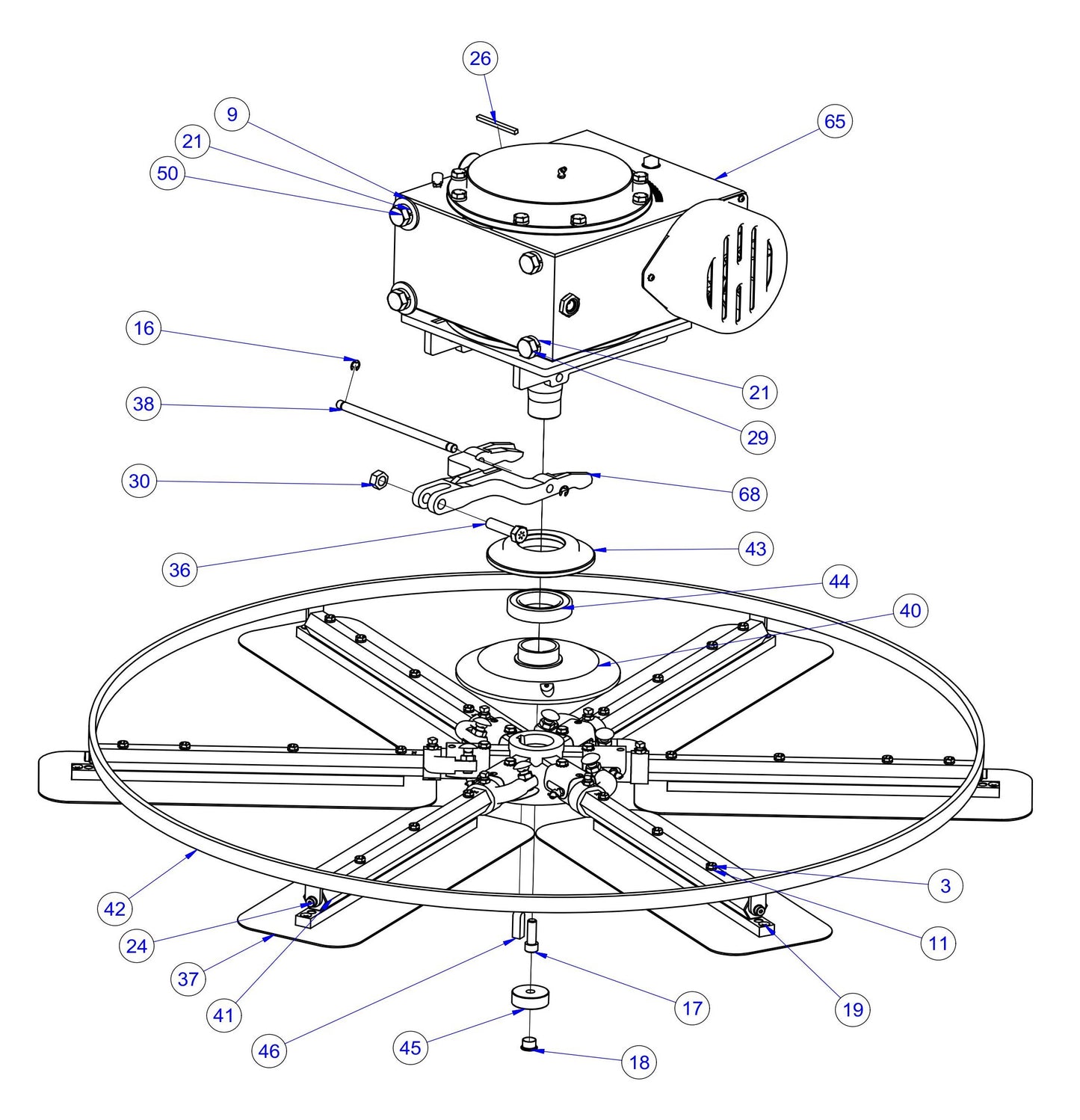 HP205 RH Rotor Assembly Parts