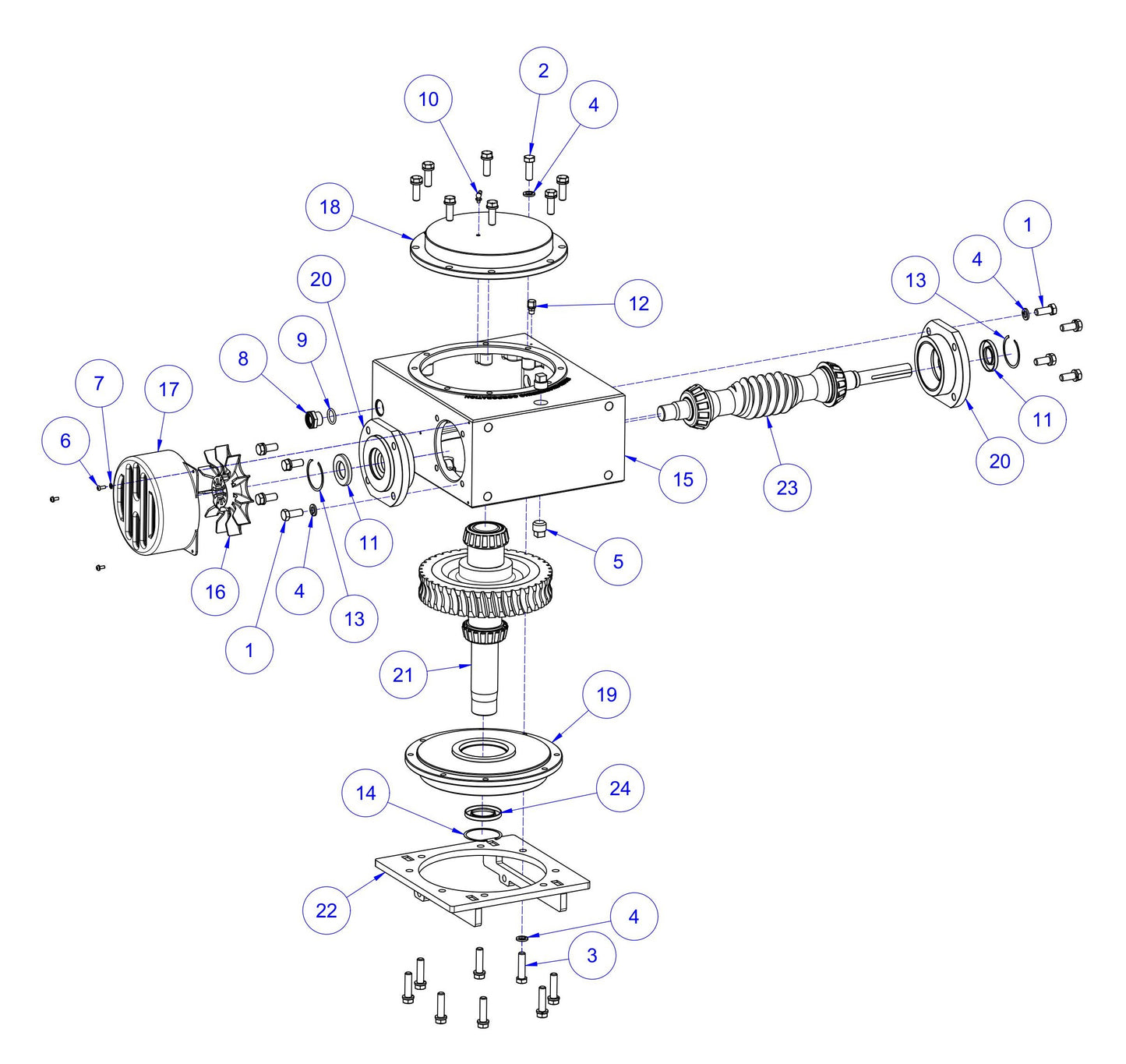 HP205 RH Gearbox Assembly Parts