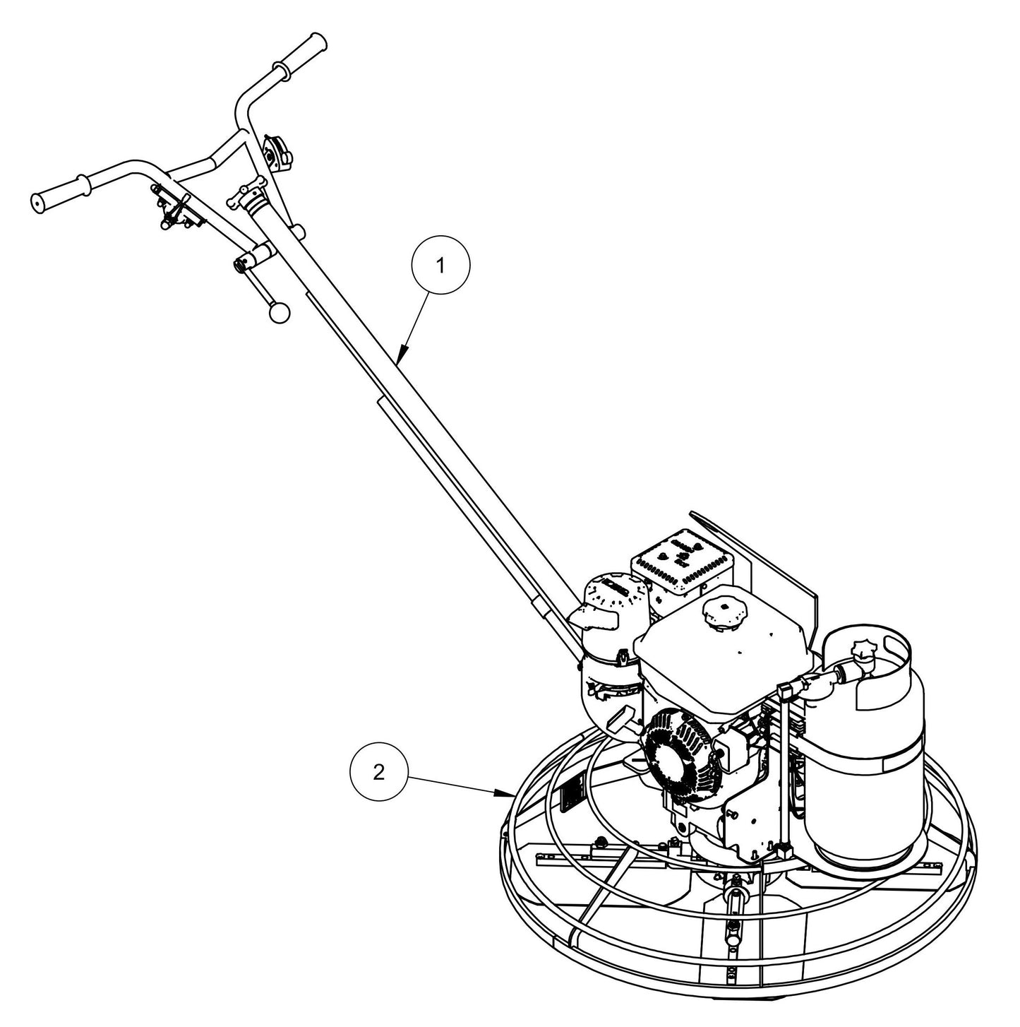 PRO436DF Trowel Kit, Fine Pitch Handle Assembly Parts