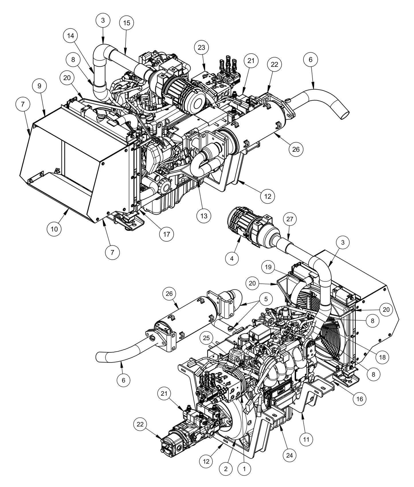 HDX605 (5-Boss) Engine Assembly Parts