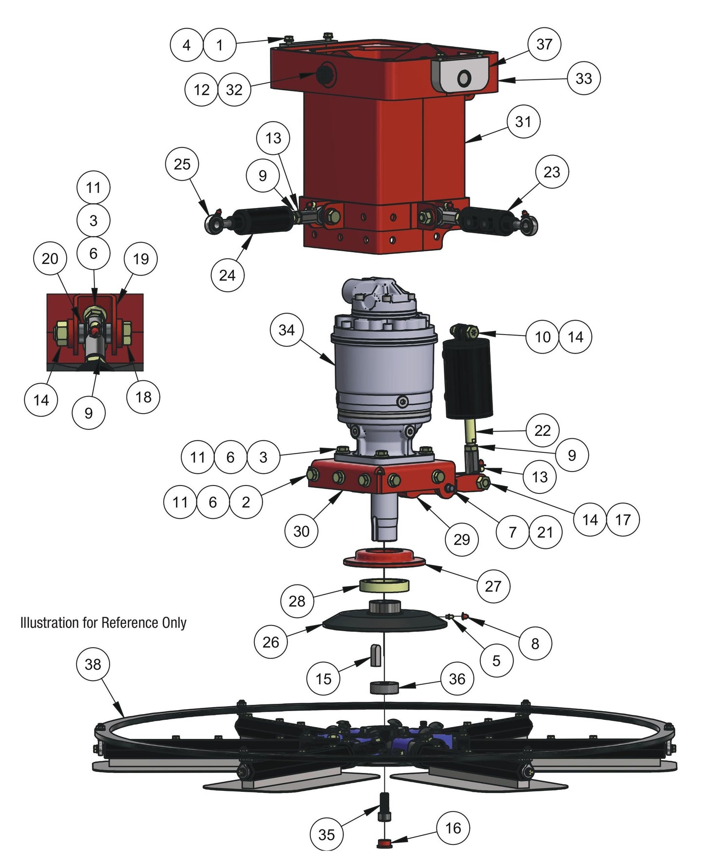 HDX605 (5-Boss) Rotor (Left Hand) Assembly Parts