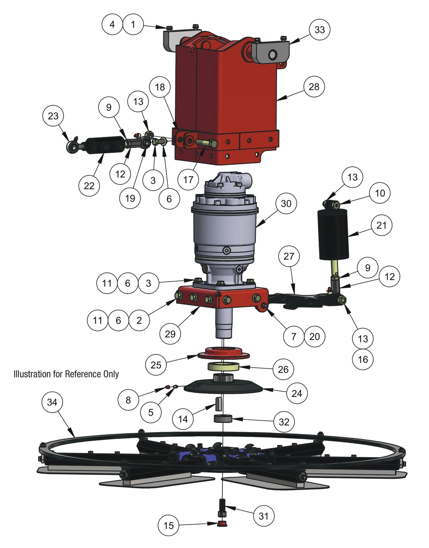 HDX605 (5-Boss) Rotor (Right Hand) Assembly Parts