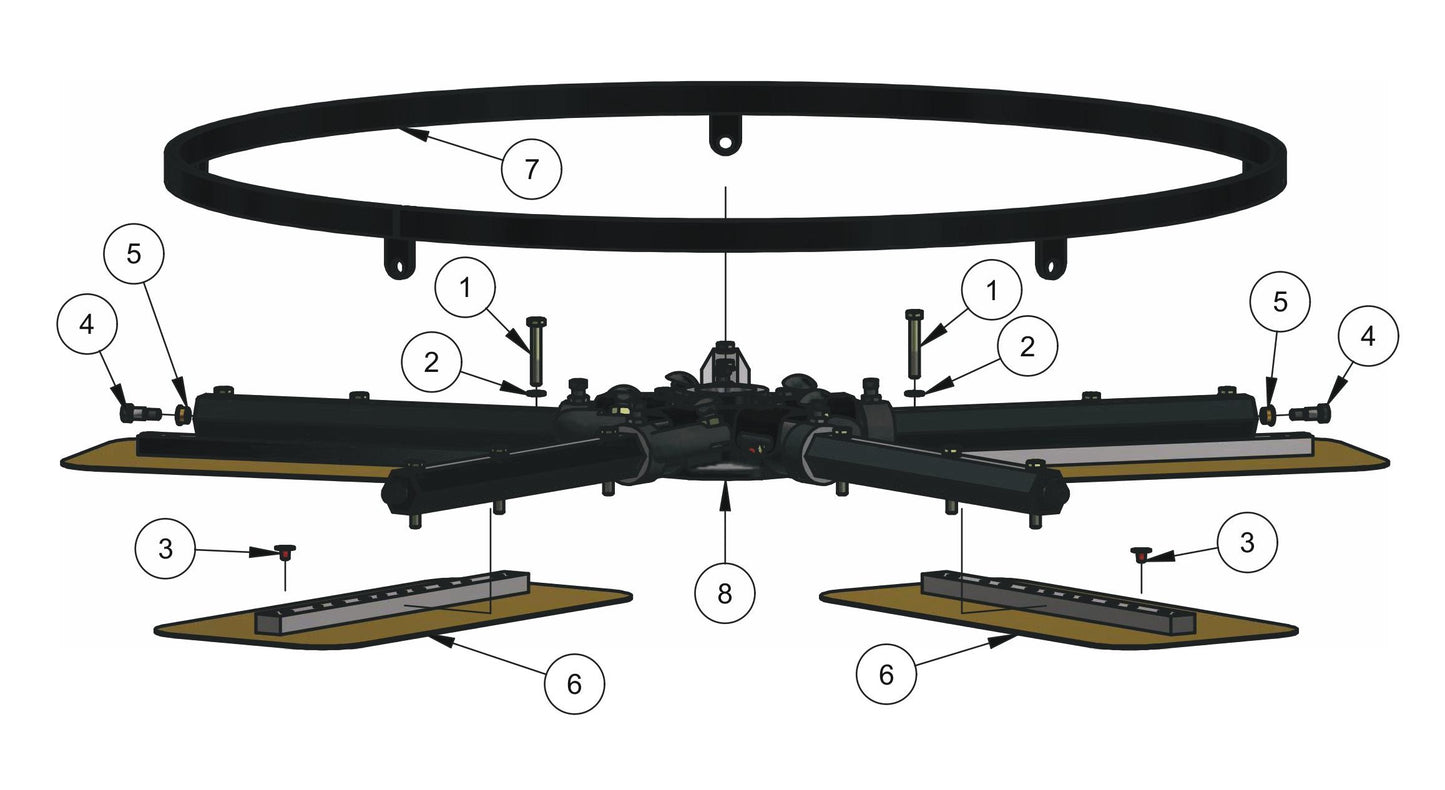 HDX605 (5-Boss) Lower Rotor (Left Hand) Assembly Parts