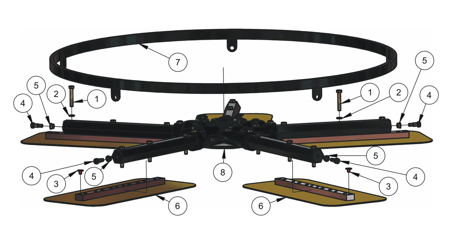 HDX605 (5-Boss) Lower Rotor (Right Hand) Assembly Parts