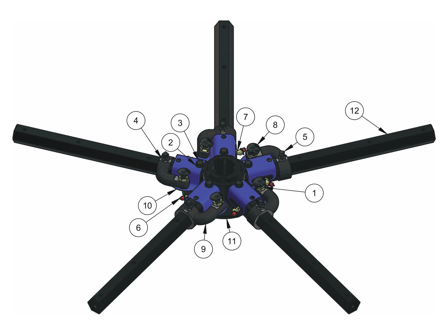 HDX605 (5-Boss) Spider (Left Hand) Assembly Parts