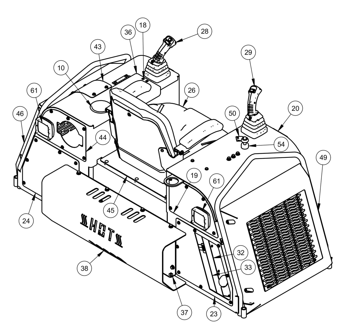 HDX605 (5-Boss) Seat Frame Assembly-2 Parts