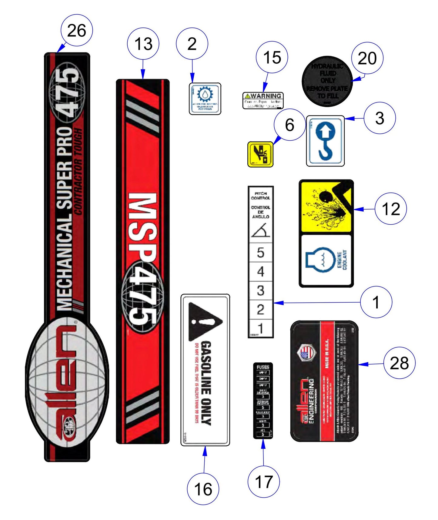 MSP475 Decals Assembly-1 Parts