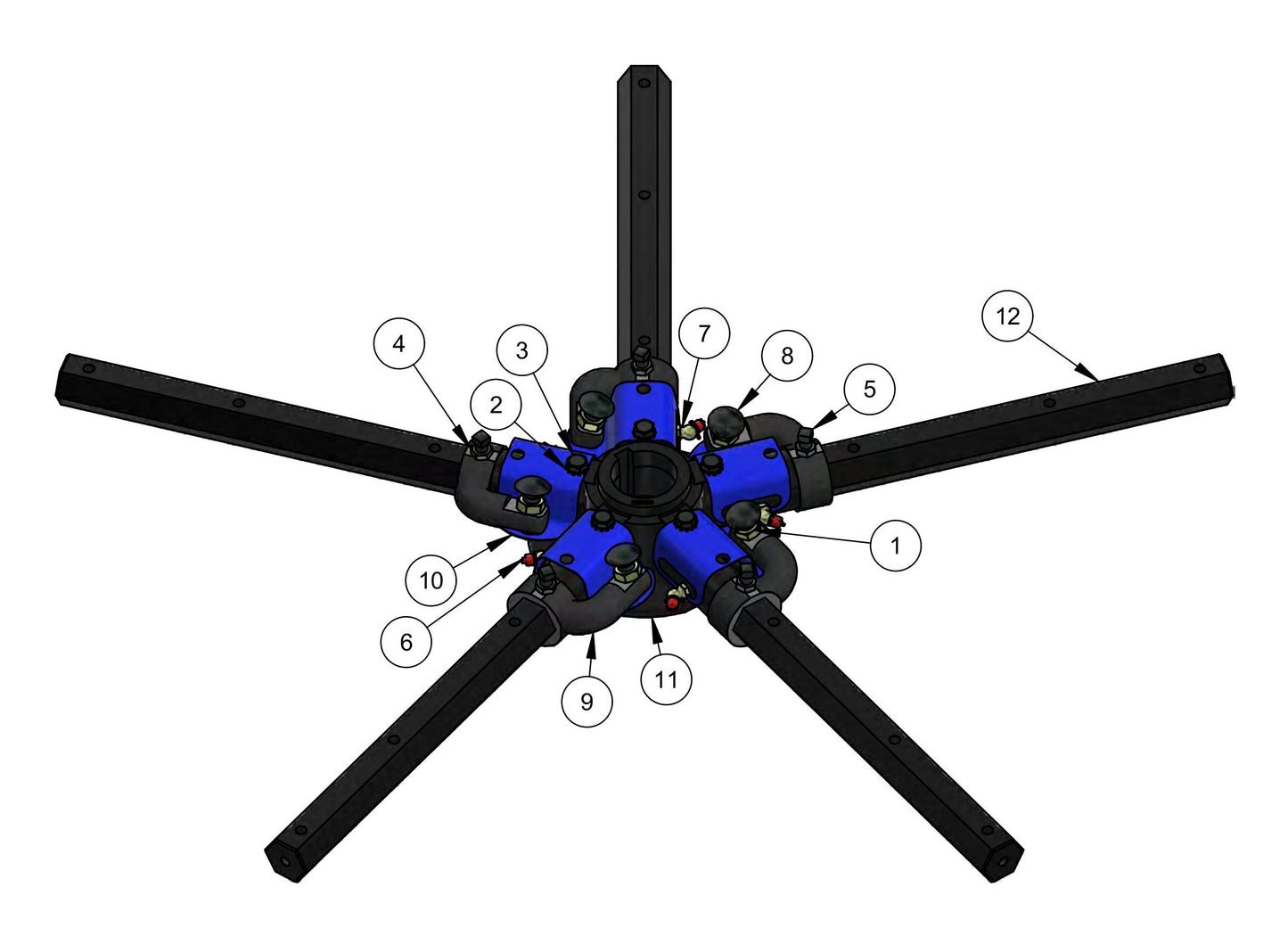 HDX600 (5-Boss) Spider Assembly (Left Hand) Parts By Allen Engineering