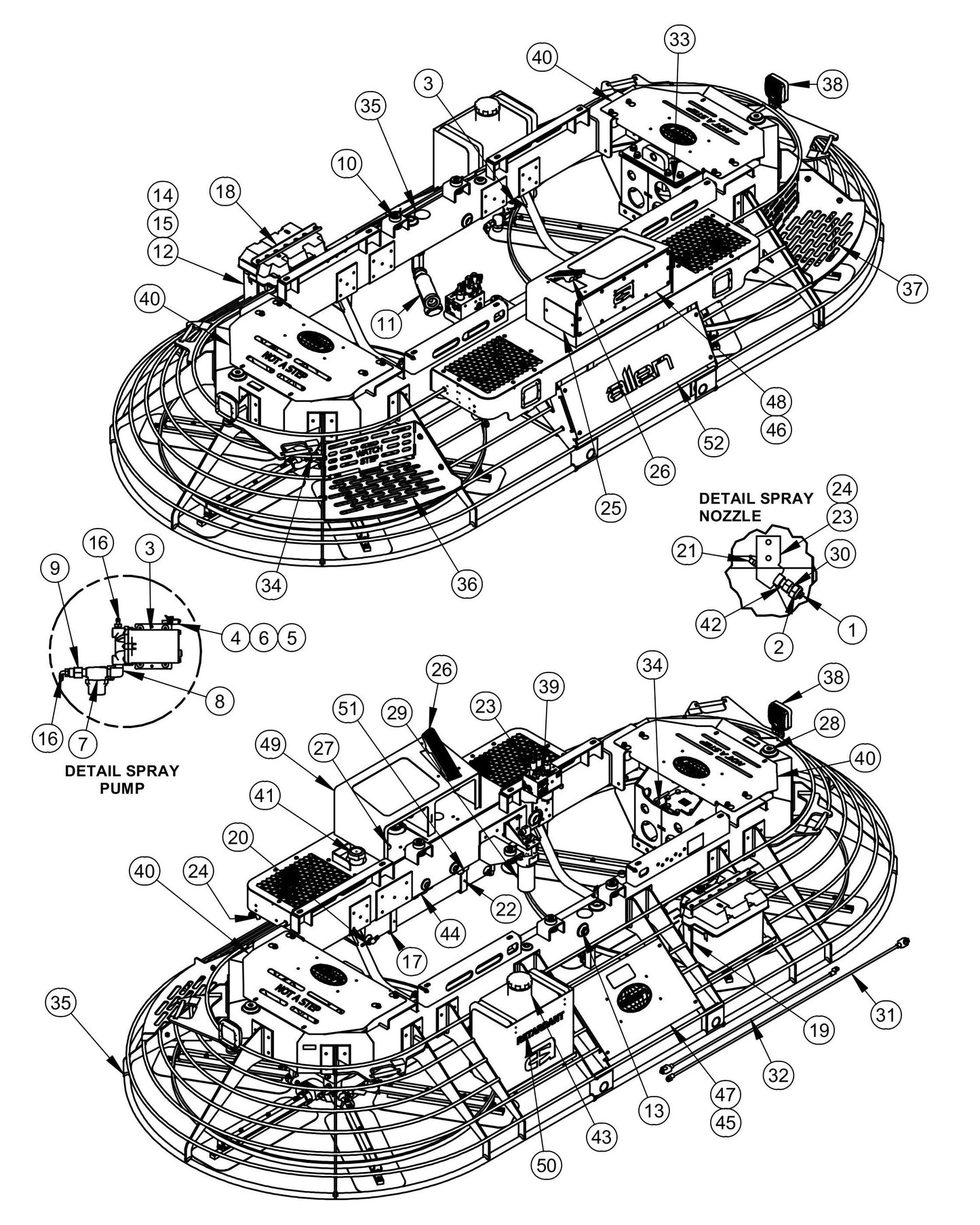 HDX780 Main Frame Assembly-Counter Rotation Parts