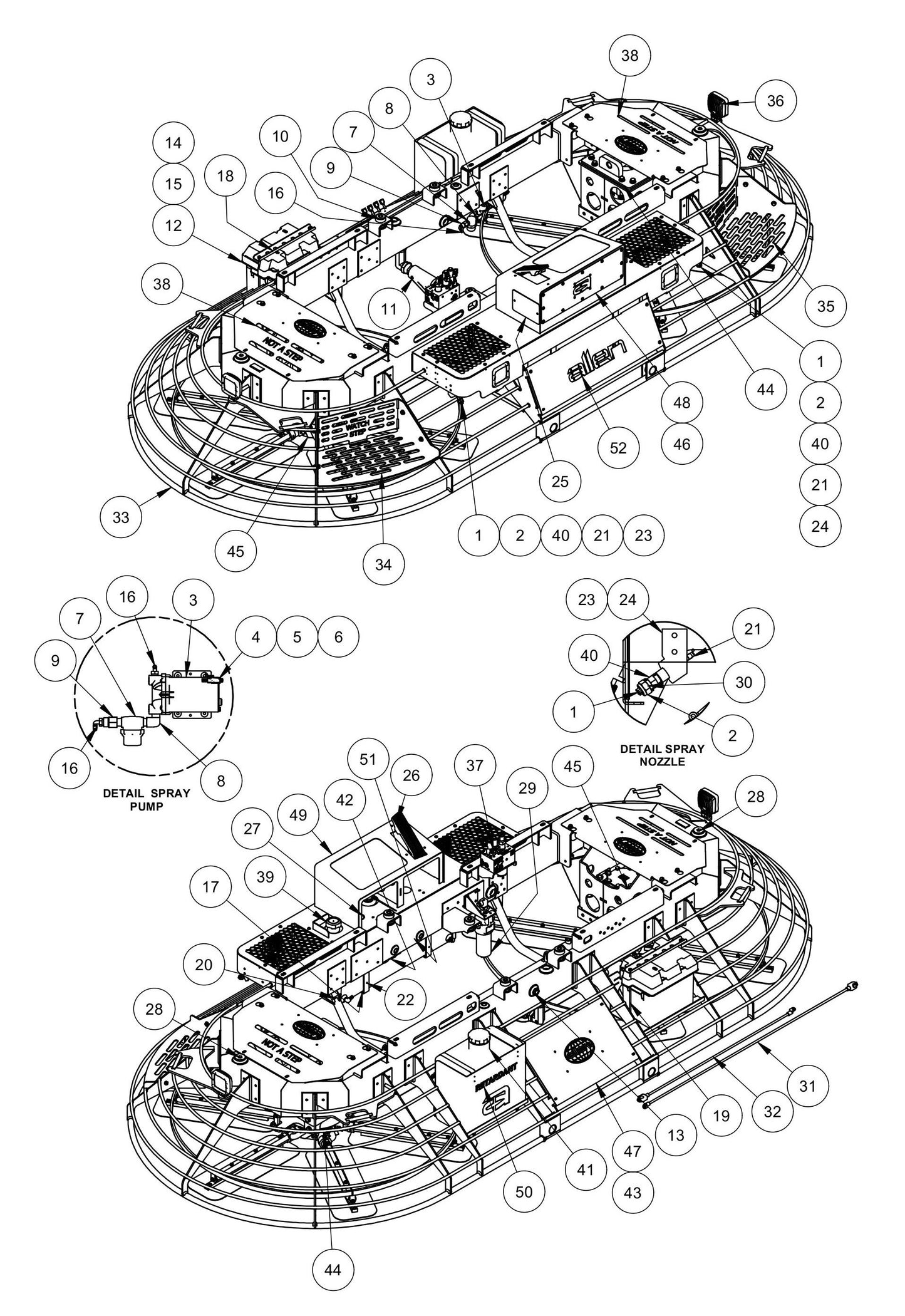 HDX780 Main Frame Assembly-Normal Rotation Parts